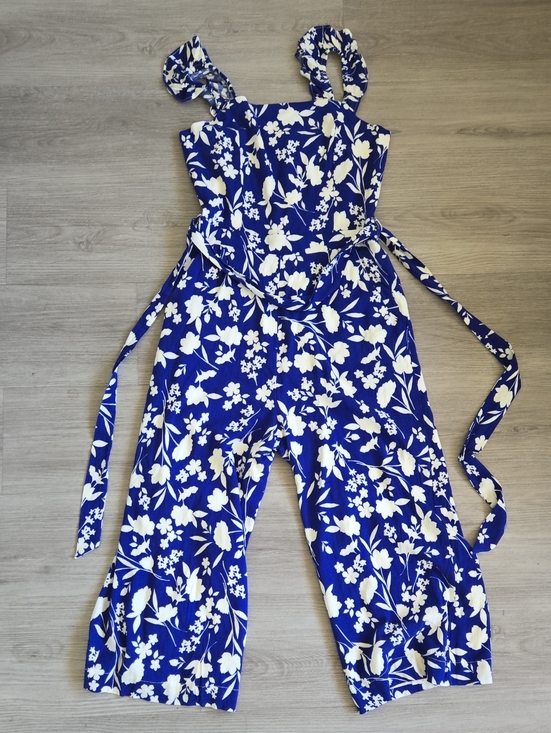 Sugarlips Pants - Sugarlips Royal Blue & White Floral Jumpsuit